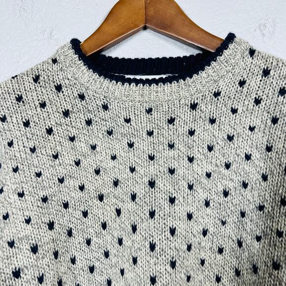 Vintage 90s SKYR Wool Grandpa Sweater Crewneck Long Sleeve Cream blue - XL - Picture 4 of 5